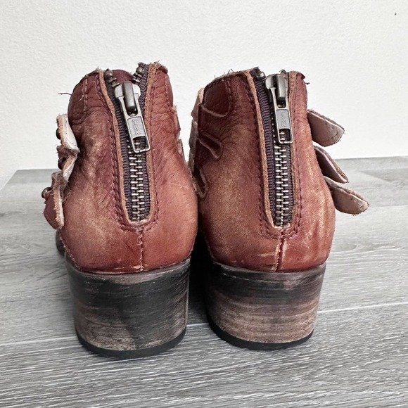Freebird by Steven Slay Brown Bootie Zip Boot Leather Triple Strap Size 8 - Picture 3 of 6